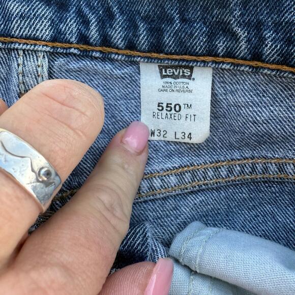 Vintage 90s Levi's 550 Relaxed Fit 32x34 Orange Tab Straight Leg Blue Jeans - Picture 8 of 11